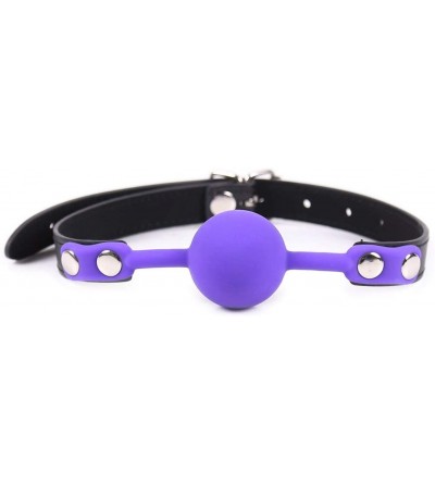 Gags & Muzzles SM Silicone Ball Gag with Lock Leather Strap BDSM Adult Sex Toys Bondage Kit Restraints Play (1.5in Ball- Purp...
