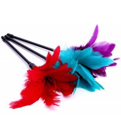 Paddles, Whips & Ticklers Fetish Feathers Teasing Leather Pole Feather Toy - Red - CD18XSWKZAA $14.76