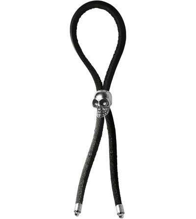 Restraints Cock Ring Lasso Leather Strap- Black- Silver Skull Bead- 1.3 Ounce - C418L5WCAWG $9.76