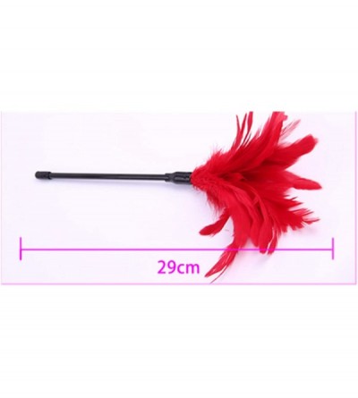 Paddles, Whips & Ticklers Fetish Feathers Teasing Leather Pole Feather Toy - Red - CD18XSWKZAA $14.76