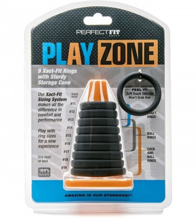 Penis Rings Xact-Fit Play Zone Cock Ring Kit- Stackable- Silicon- Multiple Sizes- Firm Fit- Durable- Set of 9 Rings with Stur...
