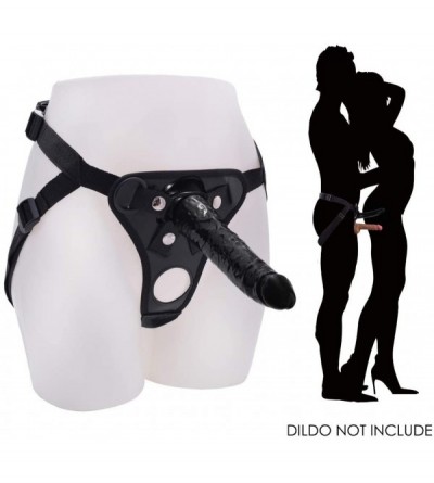 Dildos Adjustable Strap On Dildo Harness- Double Hole Pegging Harness Leather Soft Ring Belt for Male (Black) - Harness(black...