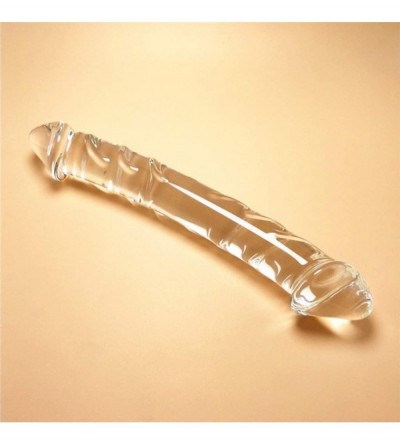 Dildos Vibration Double Ended Crystal Purple Pyrex Glass Dildo Artificial Penis Granule and Spira - C6193XAW48G $14.01