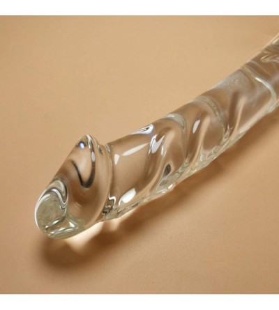 Dildos Vibration Double Ended Crystal Purple Pyrex Glass Dildo Artificial Penis Granule and Spira - C6193XAW48G $14.01