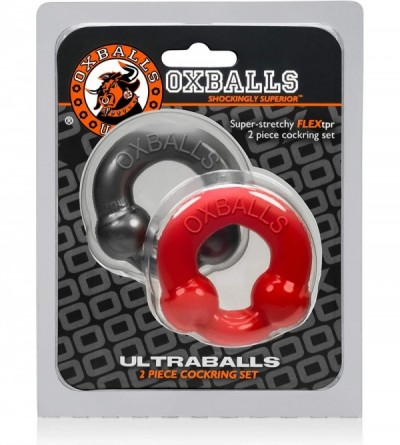 Penis Rings Ultraballs 2-Piece Cockring Set - Steel & Red - CP1898NXUIT $12.57