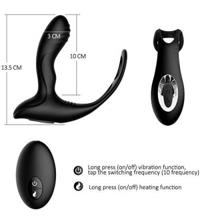 Penis Rings U-Shaped Prostate Massager with Double Cock Ring- USB Charging Wireless Remote Control- Soft- Waterproof and Comp...