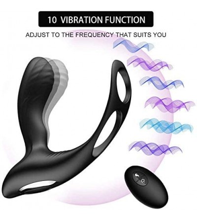 Penis Rings U-Shaped Prostate Massager with Double Cock Ring- USB Charging Wireless Remote Control- Soft- Waterproof and Comp...