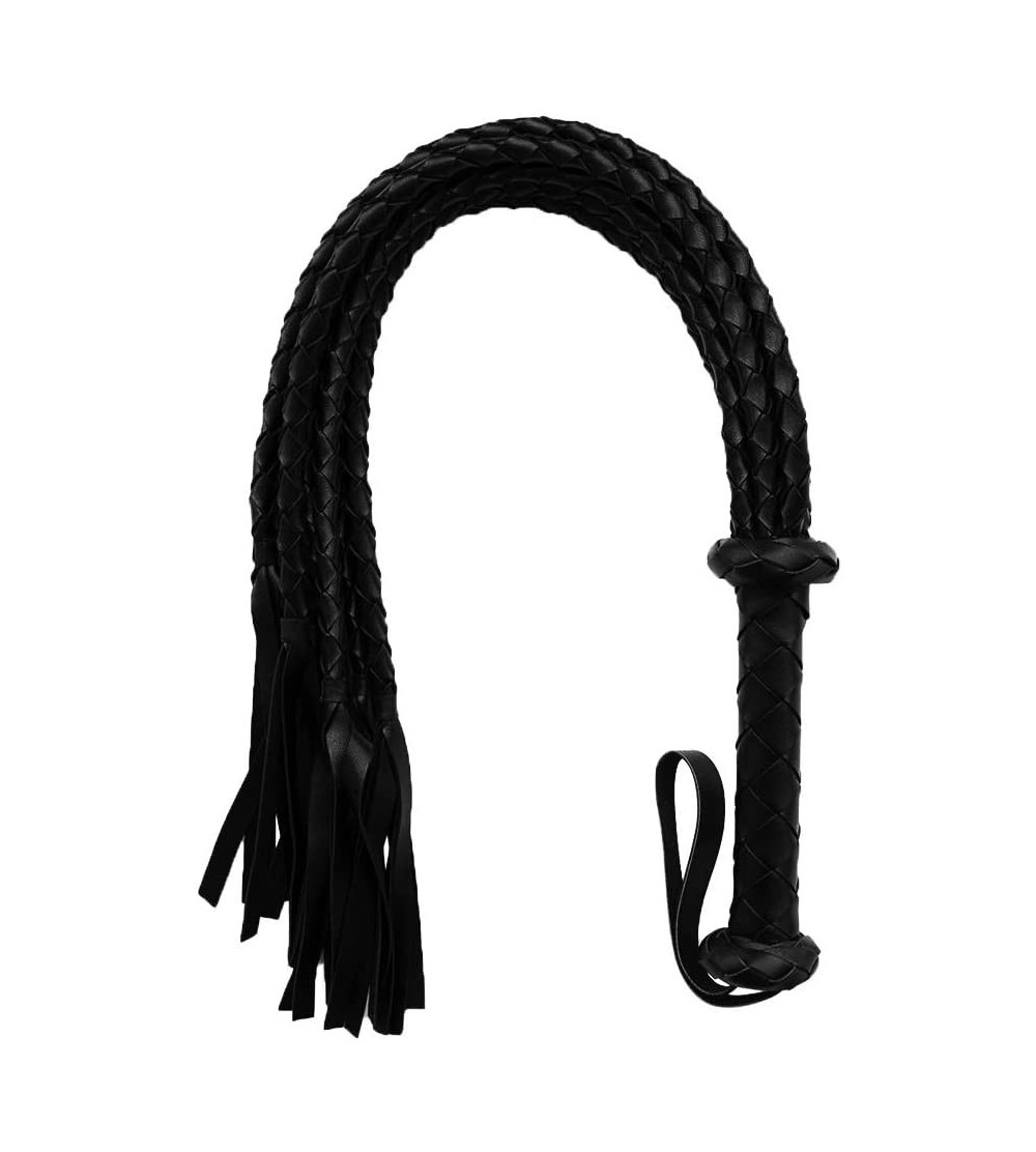 Paddles, Whips & Ticklers Leather Whip with Braided Handle Flogger BDSM Spanking Paddle Sex Toy for Couples Play - C918WOGXQN...