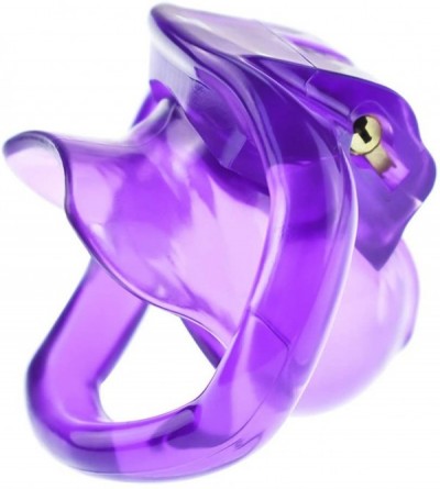 Chastity Devices Male Chastity Cage with 4 Rings- Adjustable Resin Chastity Device Cock Cage for Male Penis Exercise - Purple...