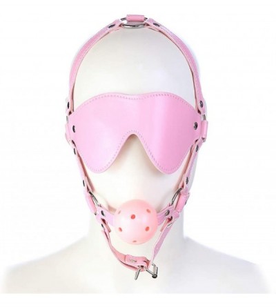 Gags & Muzzles Hollow Mouth Ball Leather Harness Blindfolded Creative Mouth Plug - Pink-hollow mouthball - C2196DK66RA $42.28