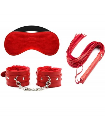 Restraints 3-Pics Collection with Floggers- Multifunctional Bangle Soft Fur Handcuffs and Blindfold - 3-pc - C518KD2CH5O $37.73