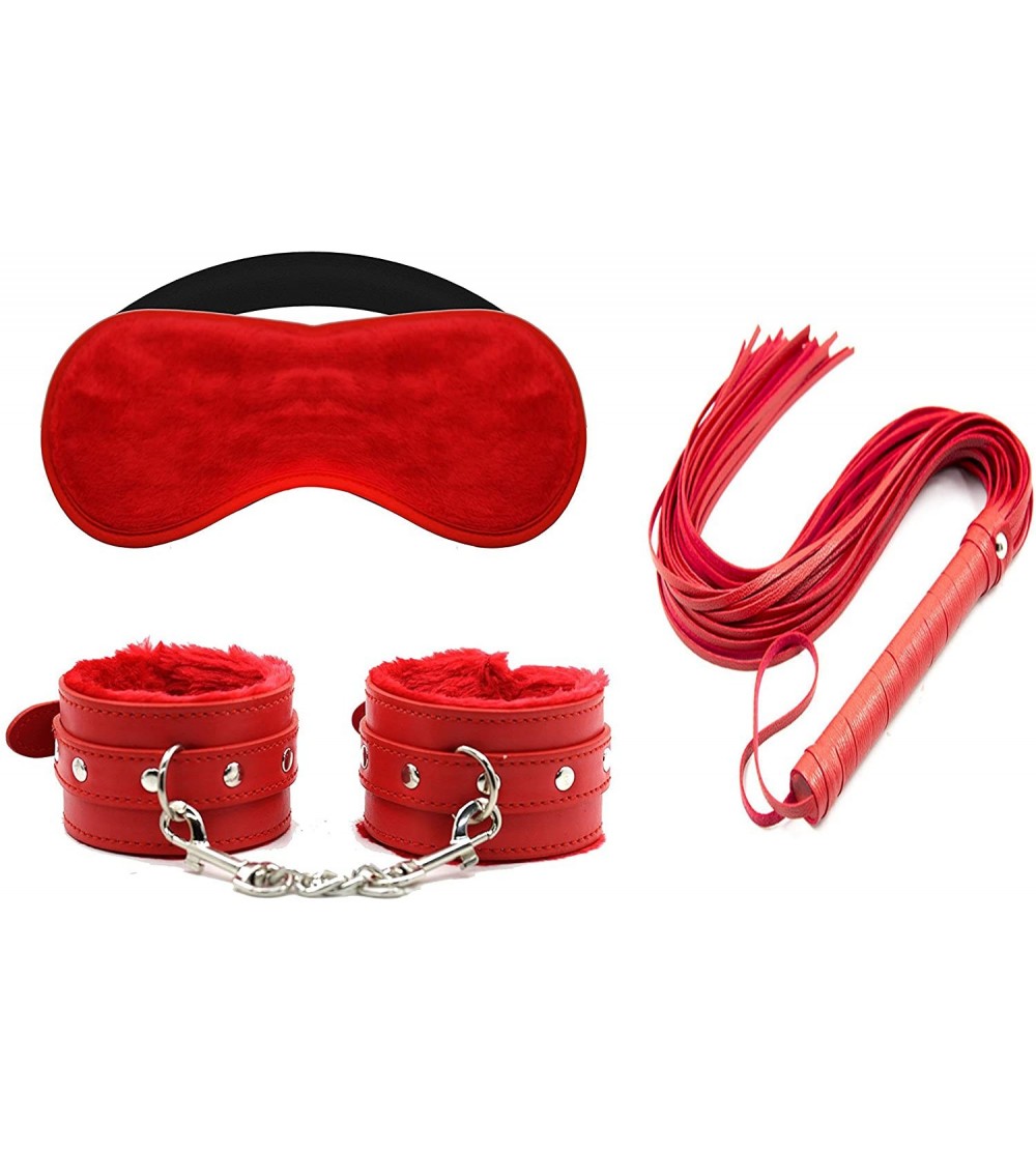 Restraints 3-Pics Collection with Floggers- Multifunctional Bangle Soft Fur Handcuffs and Blindfold - 3-pc - C518KD2CH5O $16.66