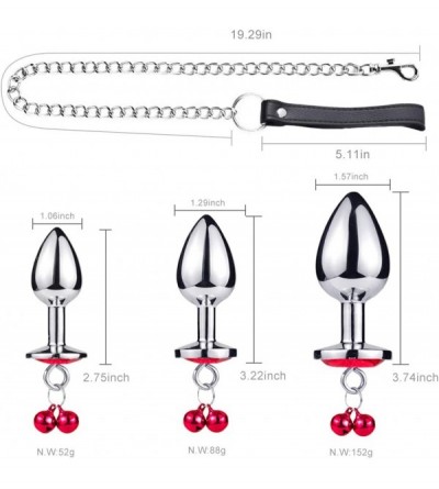 Anal Sex Toys Anal Plug Trainer Kit- 3 PCS Metal Anal Butt Plugs- Jewelry Anal Trainer Toys with Bell and Traction Chain for ...