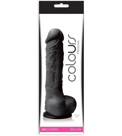 Dildos Colours Pleasures Silicone 5 Inch Dildo with Suction Cup- Black - CR11G77EKOT $7.65