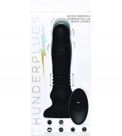 Anal Sex Toys Silicone Swelling and Thrusting Plug with Remote Control- 1 Count- Black - CE18SANDN9Z $46.59