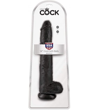 Dildos King Cock Life Like Cock with Balls and Suction Mount Base- Black- 14 Inch - Black - CC187DX6G5T $35.14