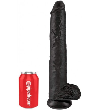 Dildos King Cock Life Like Cock with Balls and Suction Mount Base- Black- 14 Inch - Black - CC187DX6G5T $35.14