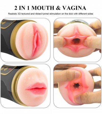 Male Masturbators Vibrating Male Masturbator Cup 2 in 1 Pocket Pussy with 3D Realistic Textured Vagina- Male Vibrating Stroke...