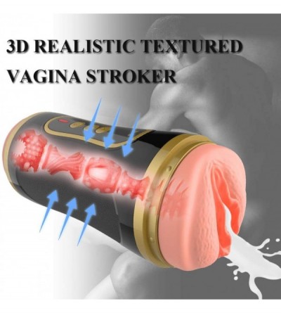 Male Masturbators Vibrating Male Masturbator Cup 2 in 1 Pocket Pussy with 3D Realistic Textured Vagina- Male Vibrating Stroke...