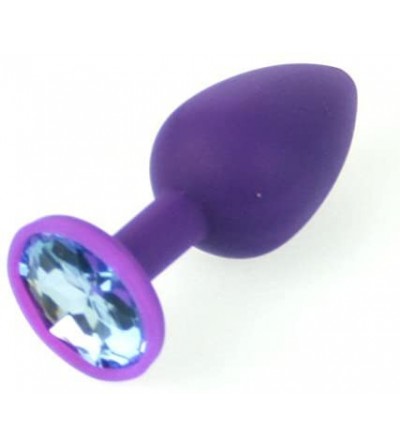 Anal Sex Toys Small Purple Silicone Jewel Butt Plug Light Blue Jewel Sex Fetish BDSM Gear USA - Light Blue - CX11NEWVEO9 $10.40