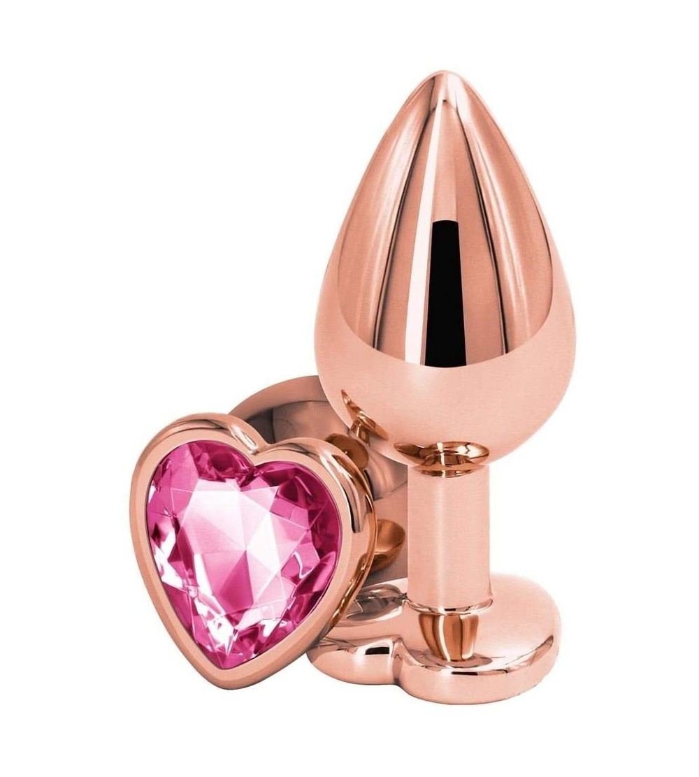 Anal Sex Toys Rear Assets Anal Butt Plug - Rose Gold - Medium - Heart-Shaped (Pink Jewel) - Pink Jewel - CK195E9CYK8 $18.83