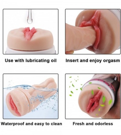 Male Masturbators Male Masturbator Cup Adult Sex Toys- Pocket Pussy Stroker with 3D Realistic Textured Vagina Channel- Man Ma...