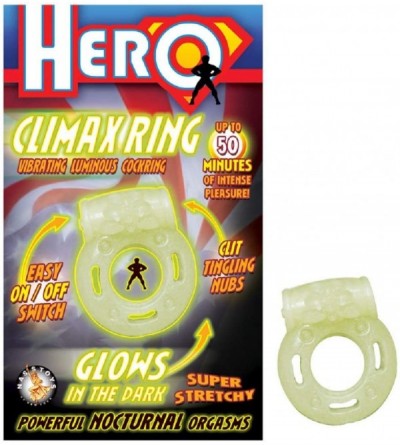 Penis Rings Hero Glow in The Dark Vibrating Climax Ring with Free Bottle of Adult Toy Cleaner - CH18H5KUGD0 $35.79