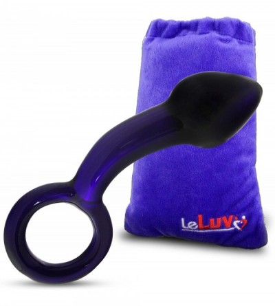 Anal Sex Toys Butt Plug Glass Anal Massager Prostate Ring Handle Large Cobalt Blue Bundle with Premium Padded Pouch - Cobalt ...
