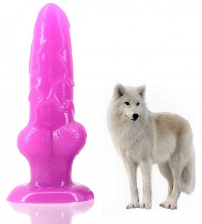 Dildos Realistic Wolf Huge Anal Dildo with Suction Cup Vaginal Anal Stimulation 8 Inch Animal Penis Sex Toy for Men Women - C...