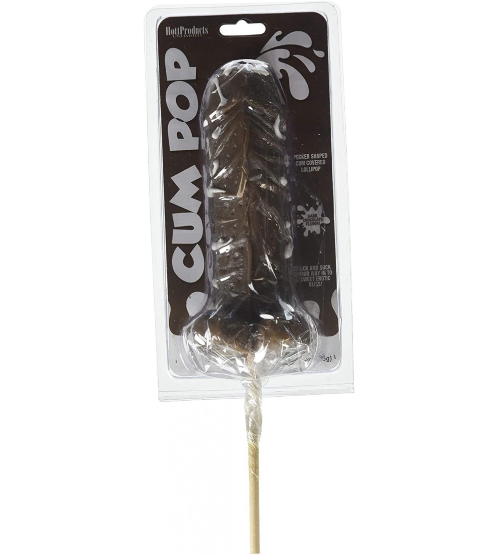 Novelties Cum Pop Dark Chocolate Flavor Hard Candy Lollipop- Brown and White Streaks- 0.65 Pound - CI18C4Z7GQE $9.93