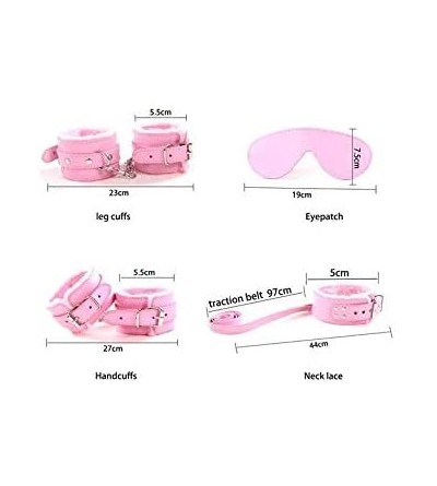 Restraints 10 Pcs Hands and Ankles Cuffs Premium PU Leather Adjustable Bed Collections Kits for Party Cosplay Sets with(Pink)...