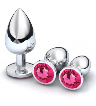 Anal Sex Toys 3Pcs Anal Plug Stainless Steel Booty Beads Jewelled Anal Butt Plug Sex Toys Products for Men Couples (Rosy) - R...