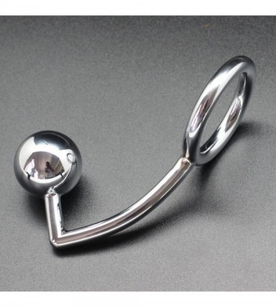 Penis Rings Anal Plug Cock Ring with Ball Metal Steel Hook Chrome Butt - CT127QVOL4X $10.87