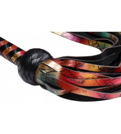 Paddles, Whips & Ticklers Rainbow Leather Flogger- Black - CE11FAVUJL5 $24.97