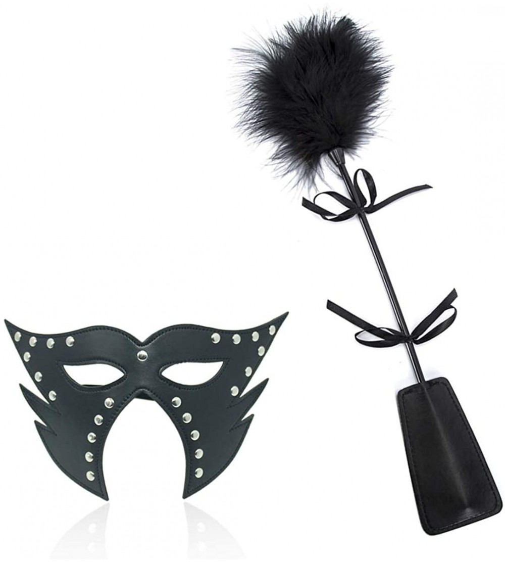 Paddles, Whips & Ticklers Feather and Black Blindfold Comfortable for Couples Game Gift - Black2 - CT199IGWIDC $13.33