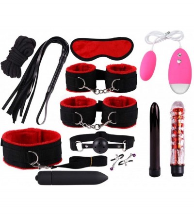 Restraints 12Pcs Adult Secs Toys Kit BDSM Kits Bandage Game Tools - Red - C219DAU8RN9 $52.04