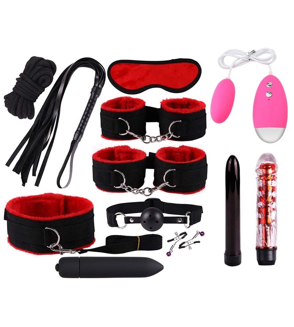 Restraints 12Pcs Adult Secs Toys Kit BDSM Kits Bandage Game Tools - Red - C219DAU8RN9 $14.97