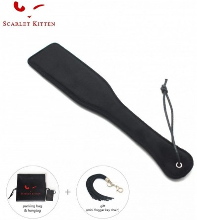 Paddles, Whips & Ticklers Large Spanking Furry Faux Leather Paddles- Black - CG18HXHAZ52 $24.66