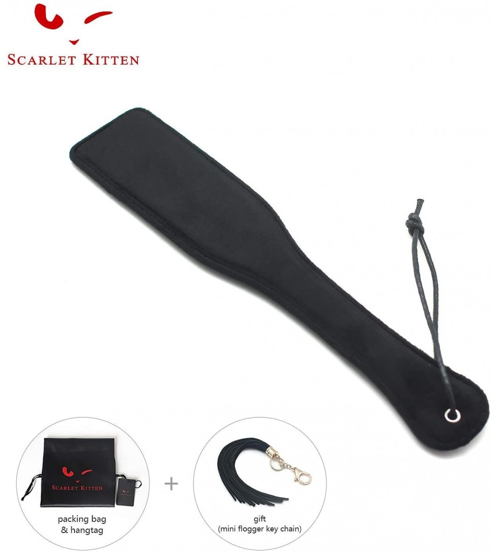 Paddles, Whips & Ticklers Large Spanking Furry Faux Leather Paddles- Black - CG18HXHAZ52 $13.33