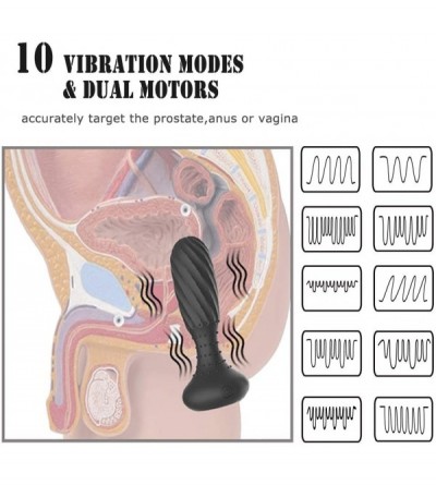 Anal Sex Toys Rotating Anal Vibrator Male Prostate Stimulator- 10 Vibration Modes Dildo Vibrating Butt Plug Dual Motors Remot...