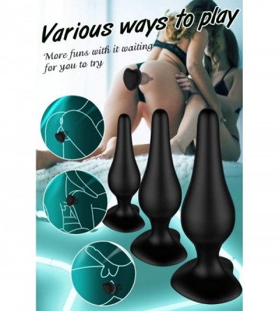 Anal Sex Toys Butt Plug Training Kit with Dirty Words On The Base- Pack of 3 Silicone Anal Trainer Set with Suction Cup Adult...