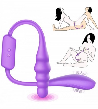 Dildos Double Ended Vibrator - Ella Dual Dildo with Anal Beads- 10 Modes Independent Control Silicone Rechargeable G-spot and...