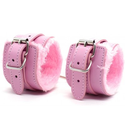 Restraints Soft Leather Cuffs and Eye Mask for Male Female Couples - Pink - CT12NZBISRW $6.01
