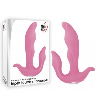 Vibrators Silicone Rechargeable Triple Touch Waterproof Massager- Pink - CZ12IIIO21F $92.20