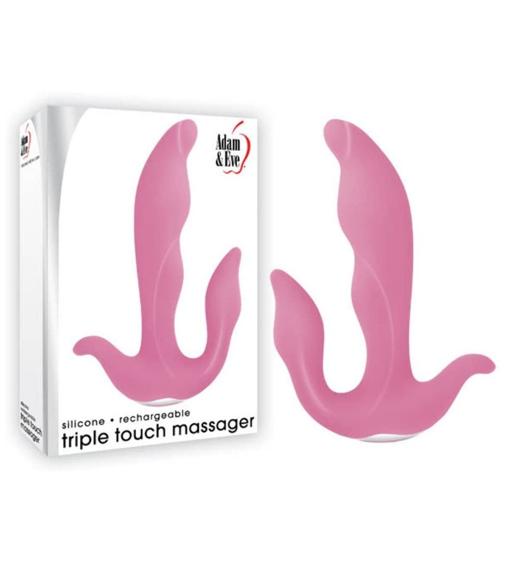 Vibrators Silicone Rechargeable Triple Touch Waterproof Massager- Pink - CZ12IIIO21F $32.40