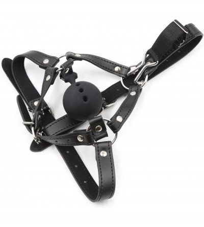Gags & Muzzles Silicone Mouth Gag Buckle Hood Mask Head Bondage Restraints Fetish Mask with Adjustable Strap for Men Women Si...