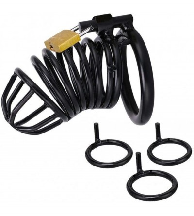 Chastity Devices Steel Metal Male Chastity Device Locked Cage Sex Toy for Men (3 Rings) - CO18C067XWR $34.70