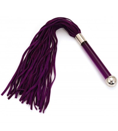 Paddles, Whips & Ticklers Suede Leather Flogger Whip for Spanking with Glass Handle (Purple) - Red - CD1294I9Z65 $46.43