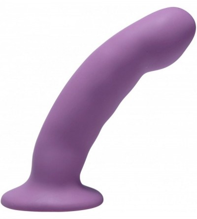Dildos Curved Purple Silicone Strap On Harness Dildo - CF11JZY4FWX $49.85