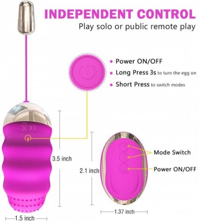 Vibrators Silicone Bullet Vibrator - Remote Control Vibrating Egg- Waterproof - Rose - CQ18SSR0MO0 $9.48